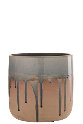 Flower Pot Droplet Ceramic Beige/Grey Large