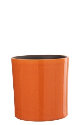 Flower Pot Flek Ceramic Orange Medium