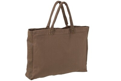 Beach Bag Short Handles Textile Brown