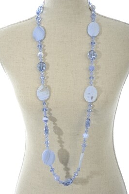 Neckl Crystal+Pearls Li Ght Blue