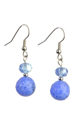 Earring Crystal+Pearl Light Blue