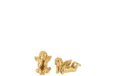 Angel Sitting Lying Poly Gold Assortment Of 2