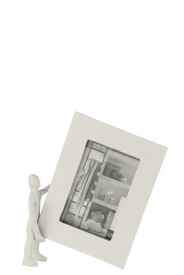 Figure With Photoframe Aluminium White Small