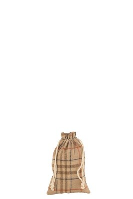 Bag Christmas Checkered Textile Beige/Brown Small