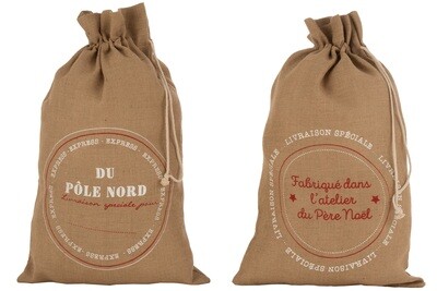 Bag Christmas French Jute Natural Large Assortment Of 2