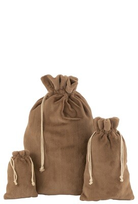 Bag Christmas Soft Textile Brown Large