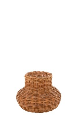 Basket Vase Shaped Rattan Honey Yellow