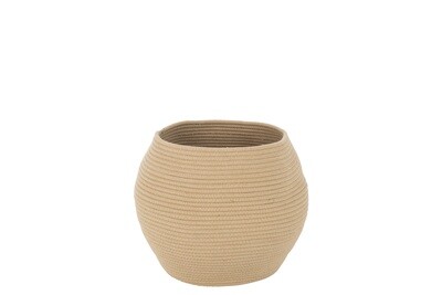 Coil Basket Round Textile Beige