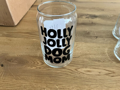 Holly Jolly Dog Mom glas - Zwart