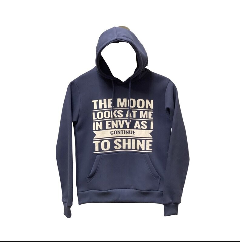 the moon looks at me in envy hoodie - blue (small)