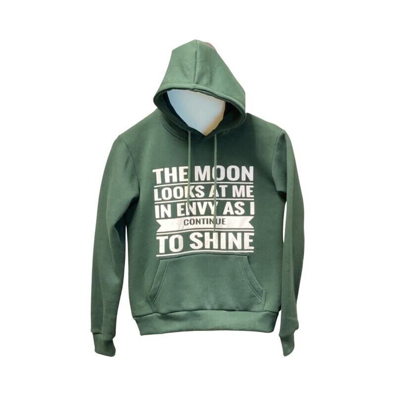 the moon looks at me in envy hoodie - green (small)