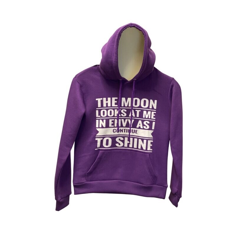 the moon looks at me in envy  hoodie - purple (medium)