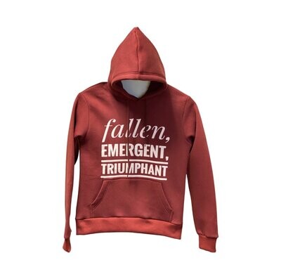 fallen, emergent, triumphant hoodie - maroon (medium)