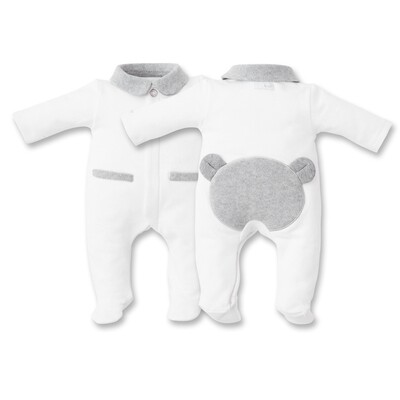My First Collection pyjama teddy backside wit/grijs