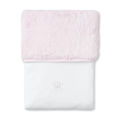 My First Collection gewafeld katoenen jersey dekentje, gevoerd met roze teddy