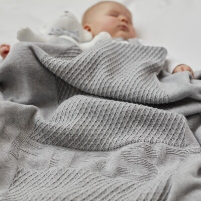 My First Collection MG LOIS knitted plaid cotton grijs