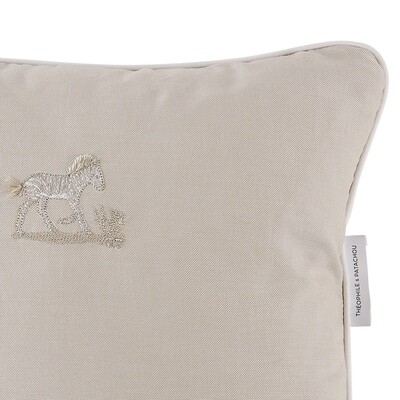 Théophile &amp; Patachou kussen geborduurd beige safari