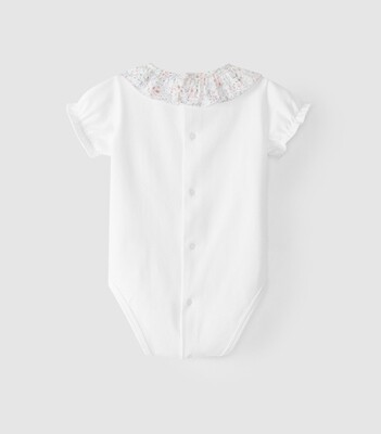 Laranjinha body kraag bloemenprint korte mouwen