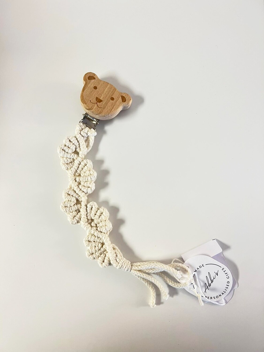 Abbis pacifier clip Moricz wit - beertje