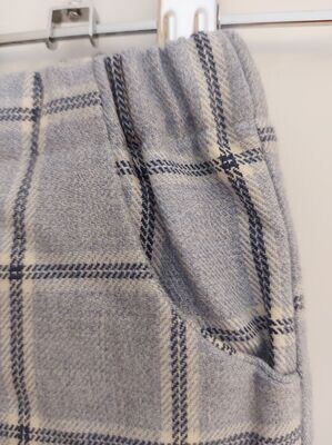 Malvi &amp; Co broek flanel lichtblauw met vierkantjes