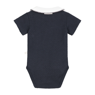 Mats&amp;Merthe body korte mouw blauw met wit kraagje