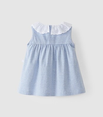 Laranjinha kleedje blauw/wit met kraagje