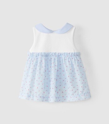 Laranjinha Dress wit/blauw &amp; rode kersjes