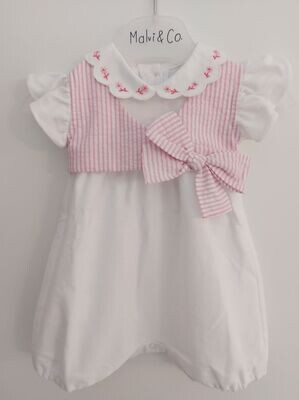 Malvi &amp; Co Jersey girl romper with seersucker stripes