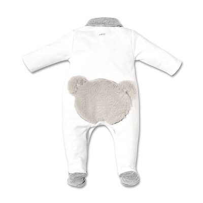 My First Collection FO B rompersuit fur teddy on backside - whi perl