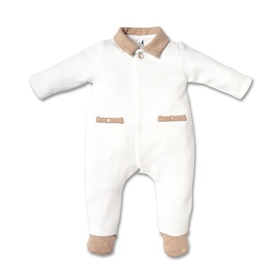 My First Collection FO B rompersuit fur teddy on backside - whi beige