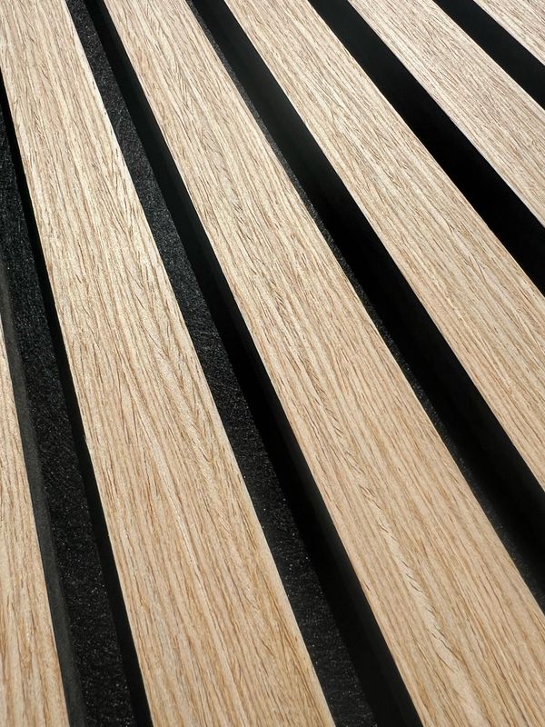 Acoustic Slatted Wall Panels - Light Oak