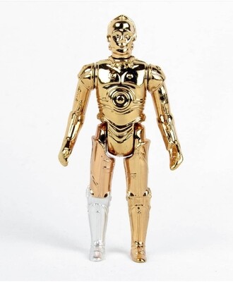 Custom Vintage Style 3po Yavin figure with chrome painted silver leg