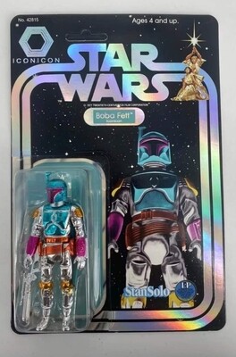 CARDED Iconicon electroplated Fett and electroplated rifle.