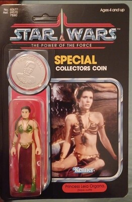 Carded Custom Vintage Style Slave Leia with coin on POTF card