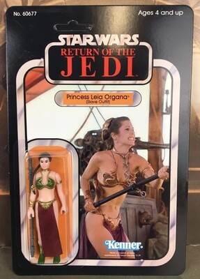 Carded Custom Vintage Style Slave Leia with weapon on ROTJ card
