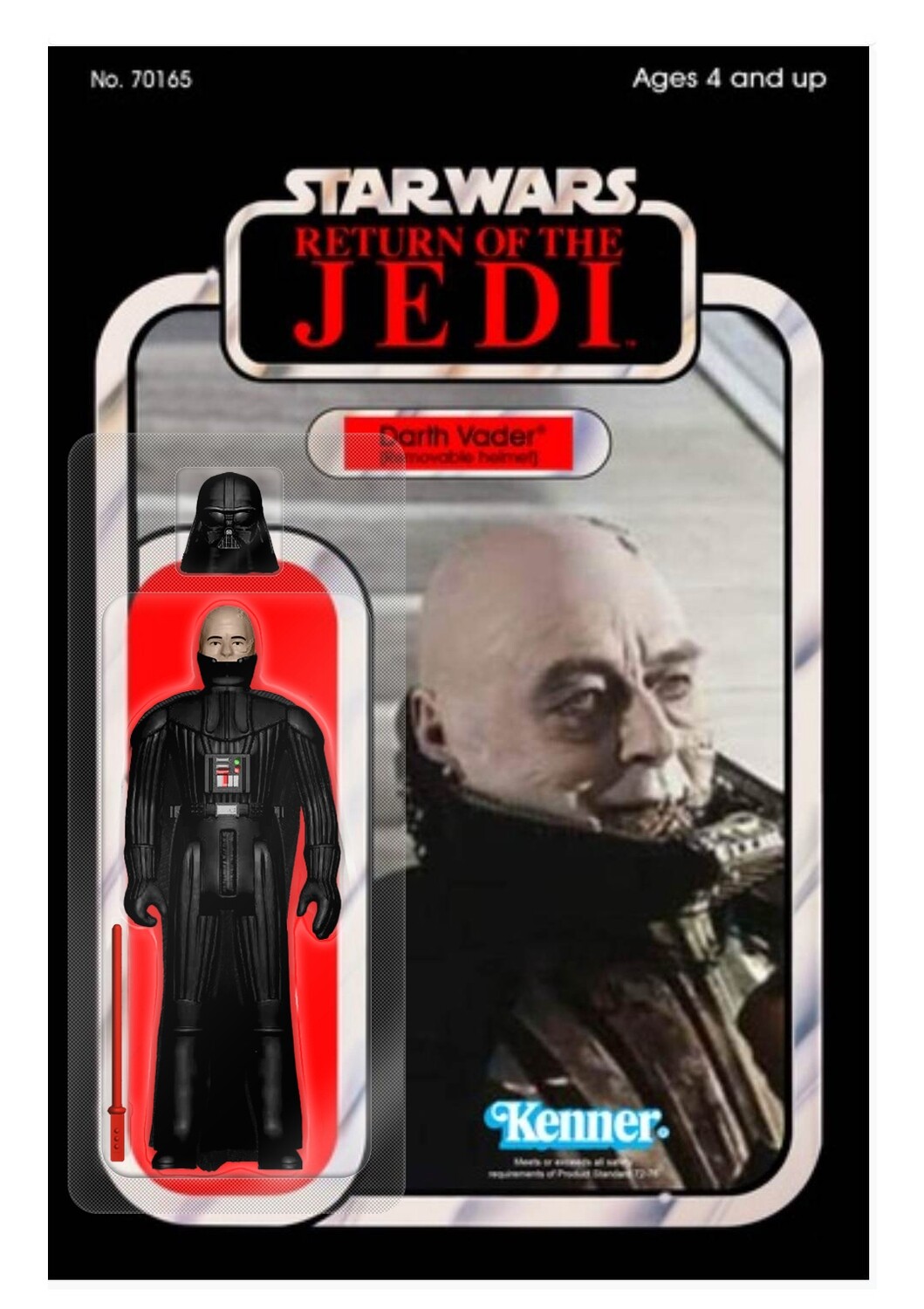 PRE-ORDER, Custom carded ROTJ Darth Vader Removable Helmet with saber, ONLY order Vaders on same order, do NOT mix with other character.