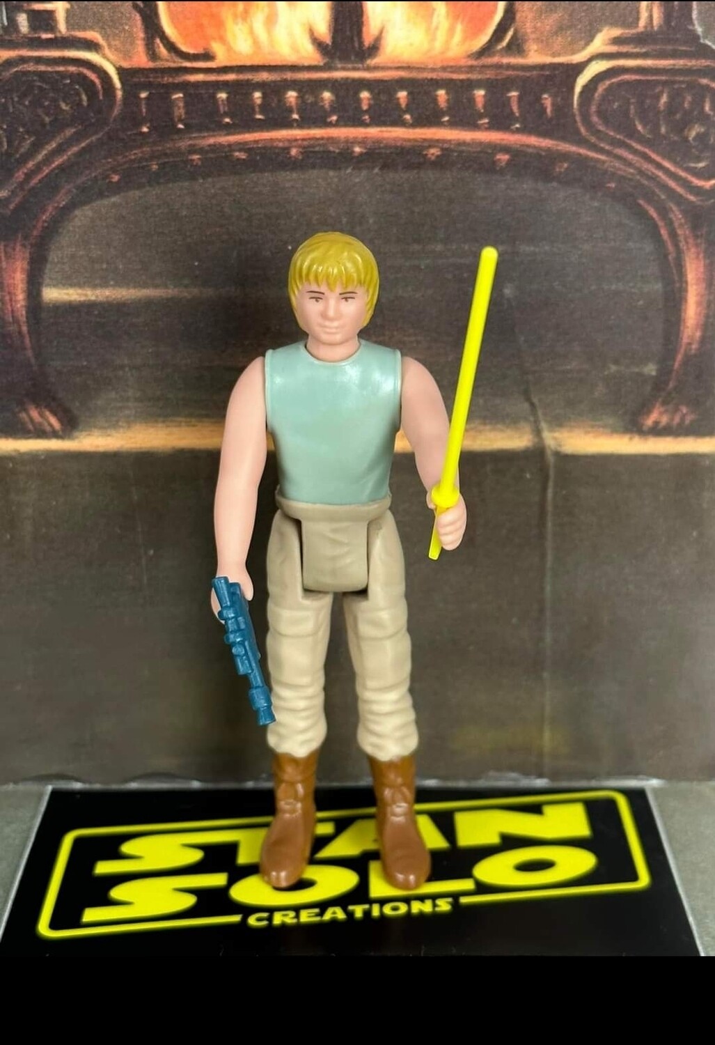 Loose Custom Vintage Style ESB Luke Dagobah with YELLOW saber and blue rebel blaster,