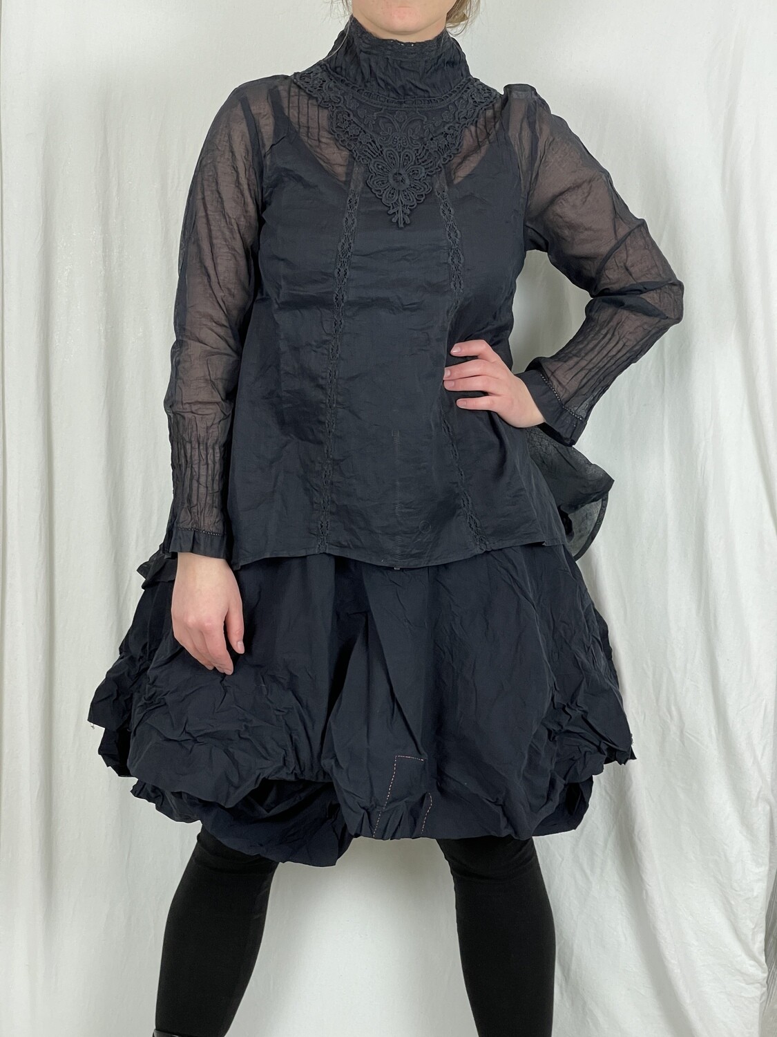Ewa i Walla Gold Bluse Organdie Schwarz 44834