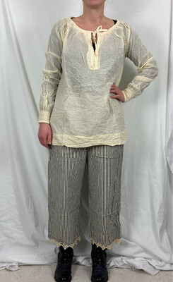 Ewa i Walla Bluse SS24 Ylva 44967 Striped Cotten Vanilla