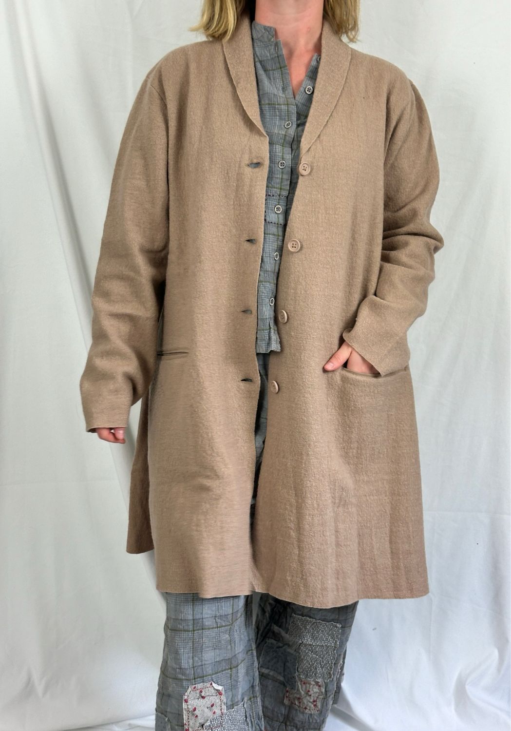 Ewa i Walla Mantel Marie AW24 Boiled Wool 66756 Taupe
