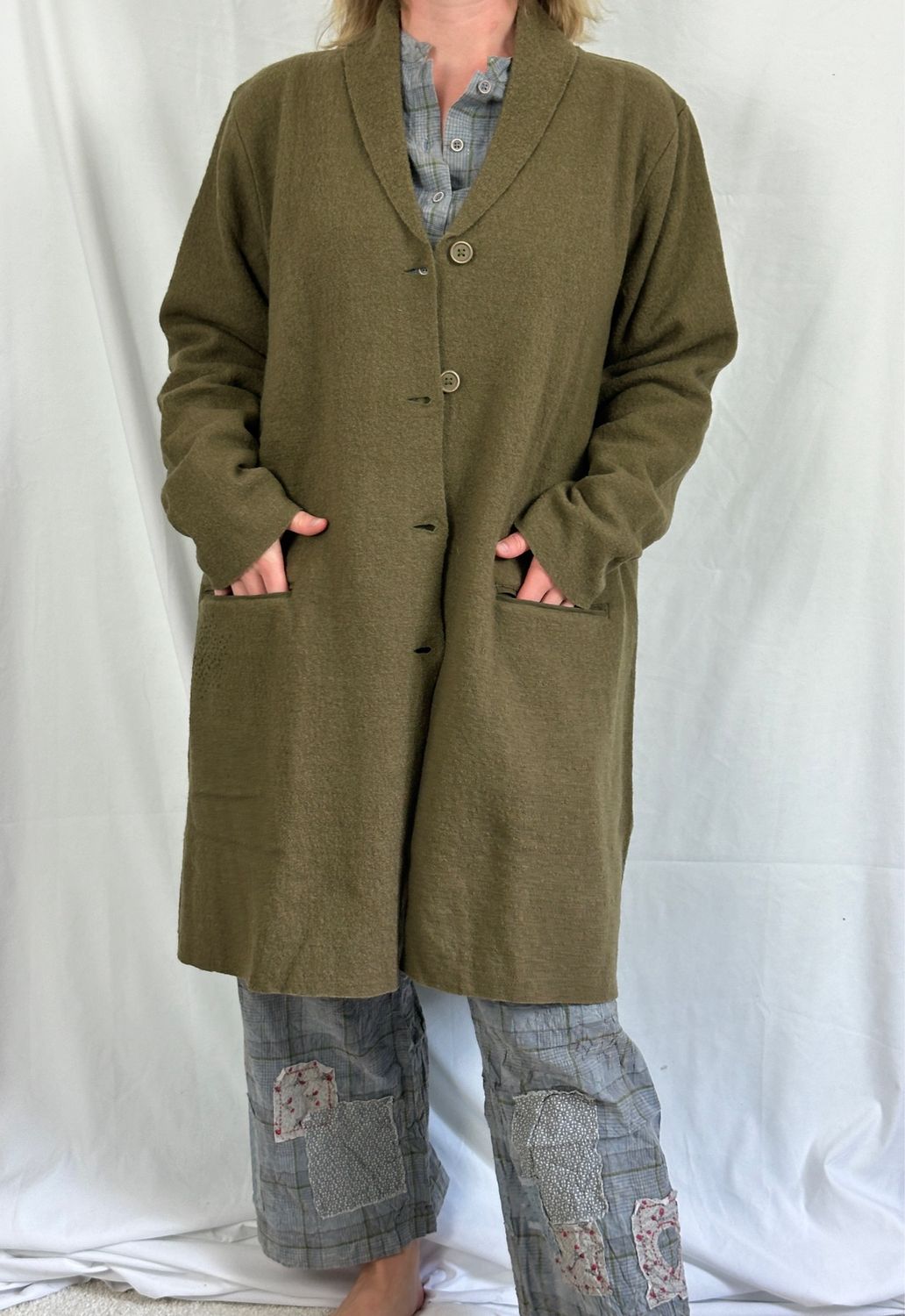 Ewa i Walla Mantel Marie AW24 Balled Wool 66758 Olive