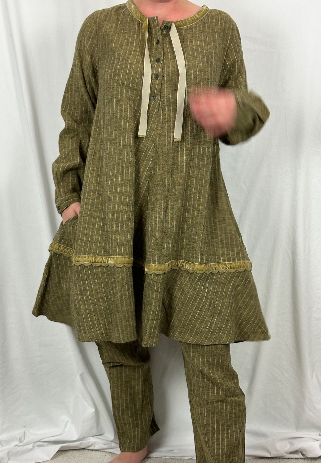 Ewa i Walla Tunika Madde AW24 Dark Ecru Striped Linen 44114 L