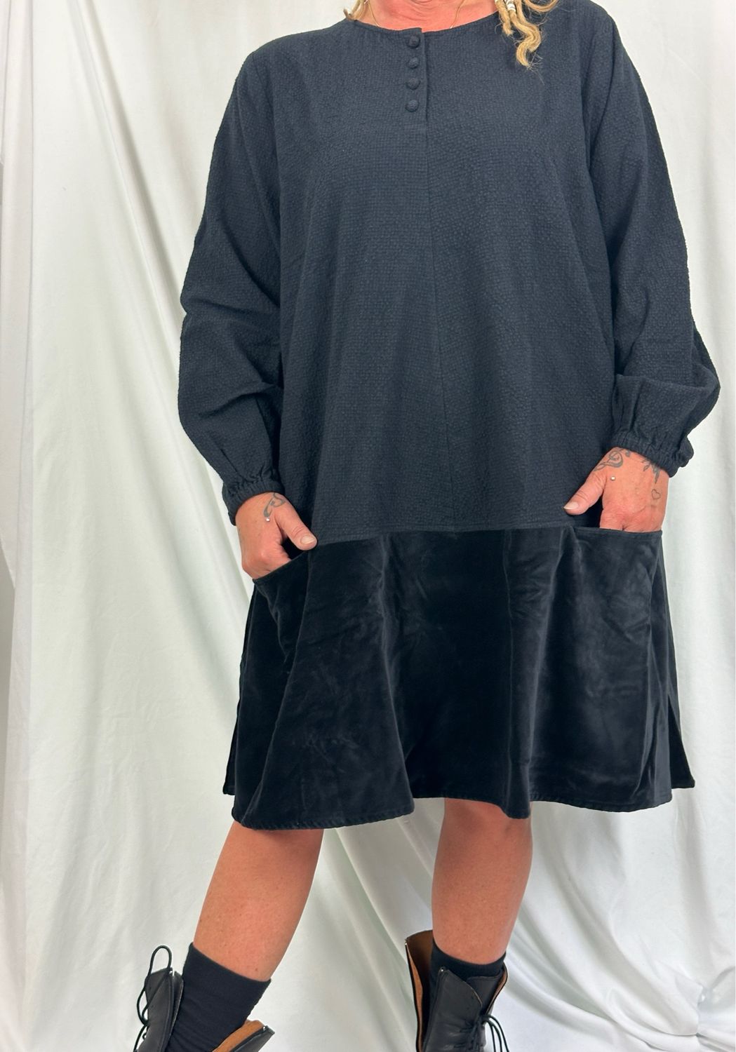 Ewa i Walla Kleid Antonia Black AW24 Cotten Wool 55887 XL