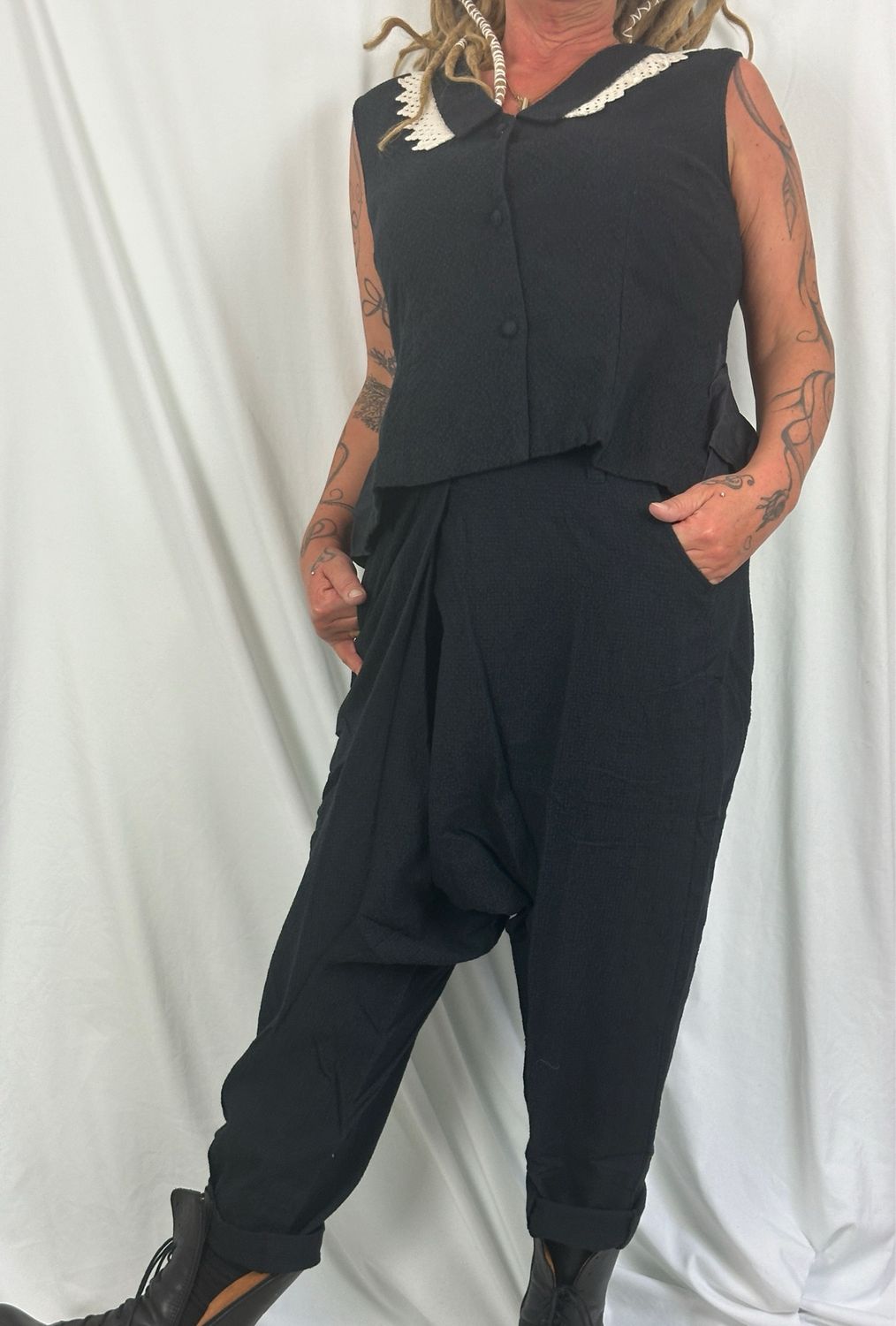 Ewa i Walla Weste Zalins Black Cotten Wool AW24 33384