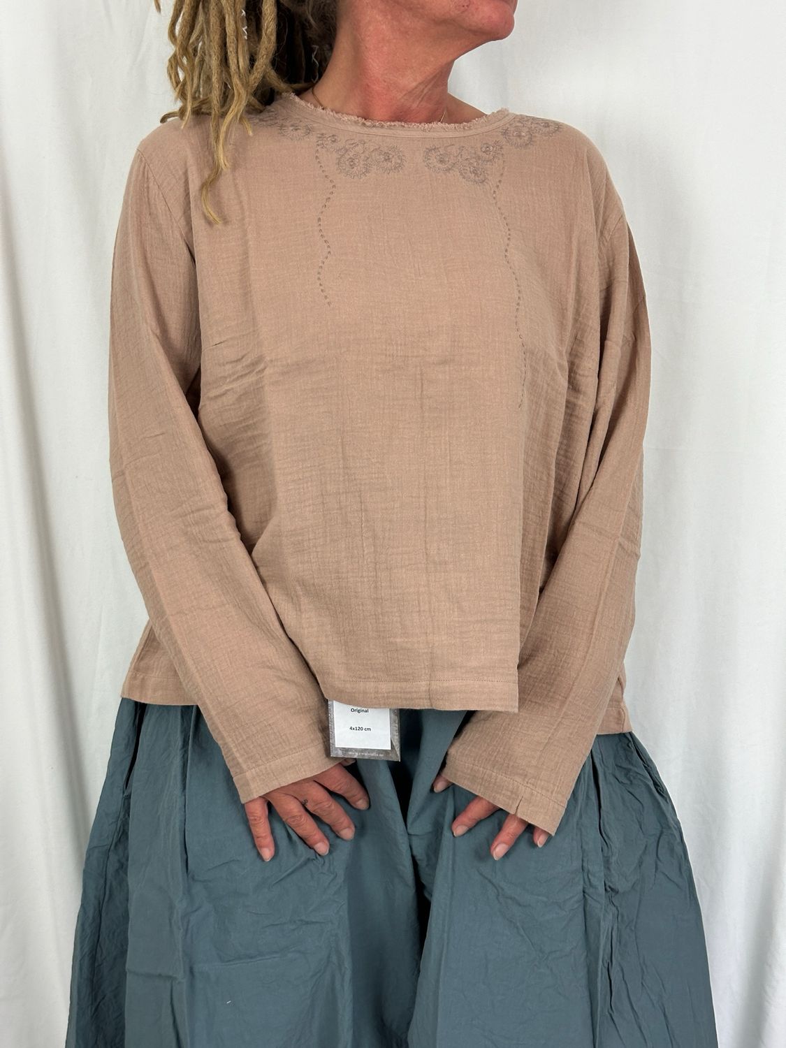 Ewa i Walla Bluse Joan AW24 Taupe 44102 Double Cotten M