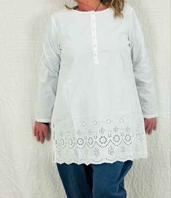 Ewa i Walla Blouse 44141 Pim SS25 Cotten Embroidery White