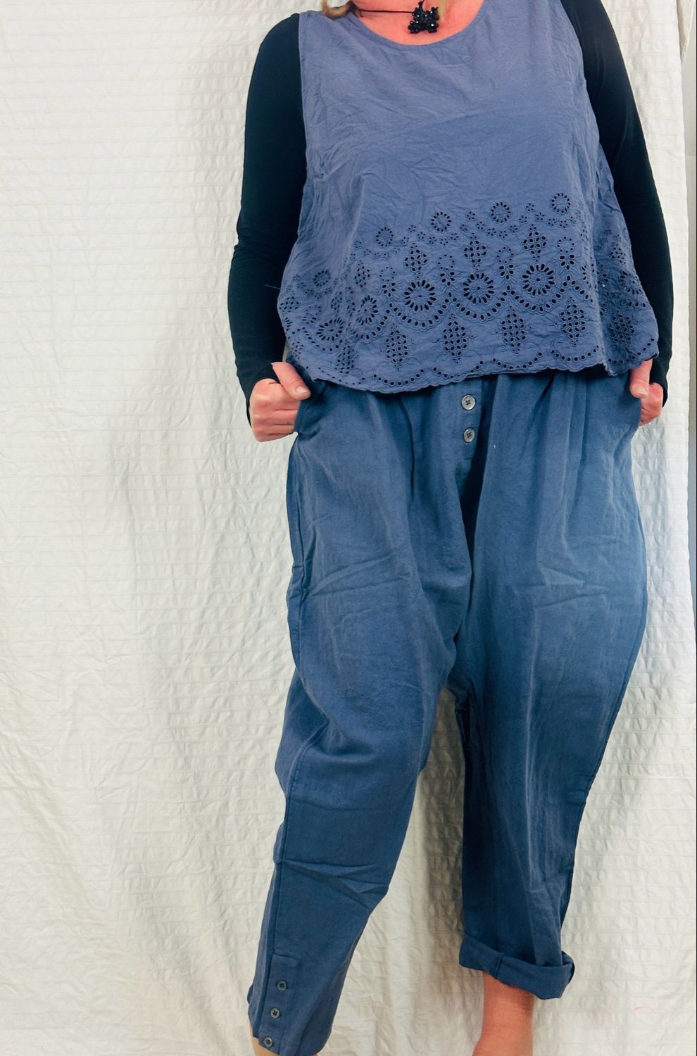 Ewa i Walla Top 33389 Aino Cotten Embroidery Blue