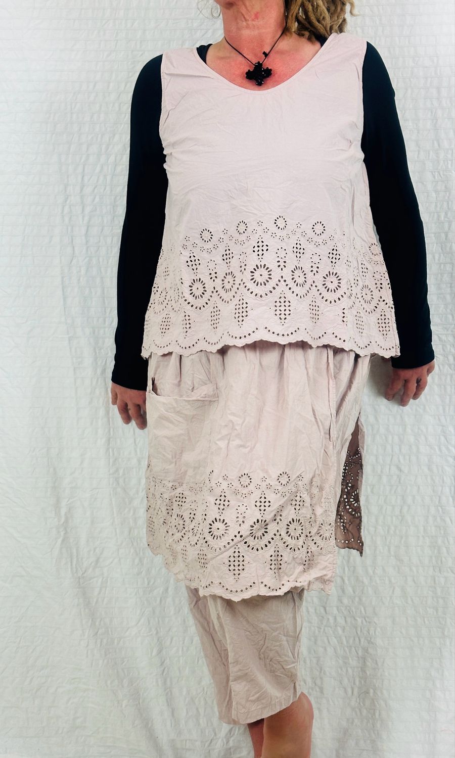 Ewa i Walla Top 33389 Aino Cotten Embroidery Pale Mauve SS25 M