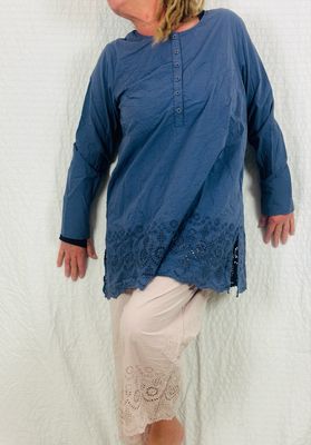 Ewa i Walla Blouse 44141 Pim SS25 Cotten Embroidery Blue