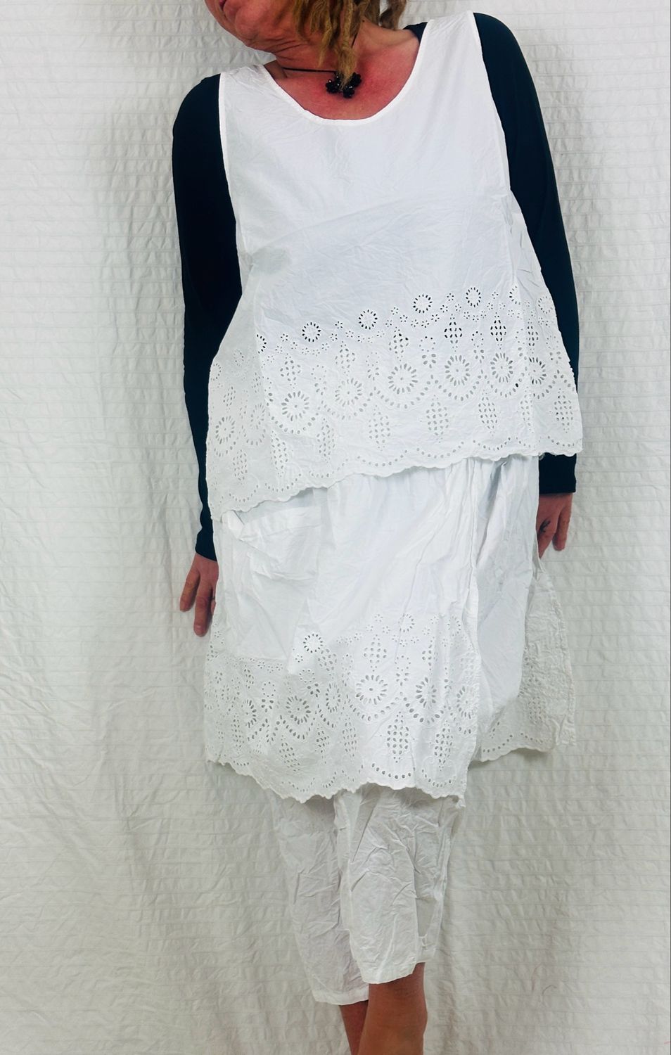 Ewa i Walla Trouser Arissa 11419 Cotten Embroidery One Size SS25 White